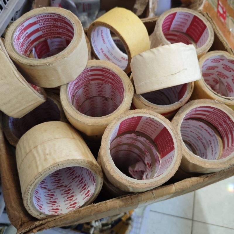 

lakban kertas lebar putih kuning warna random berat 70 110 gram panjang random cuci gudang