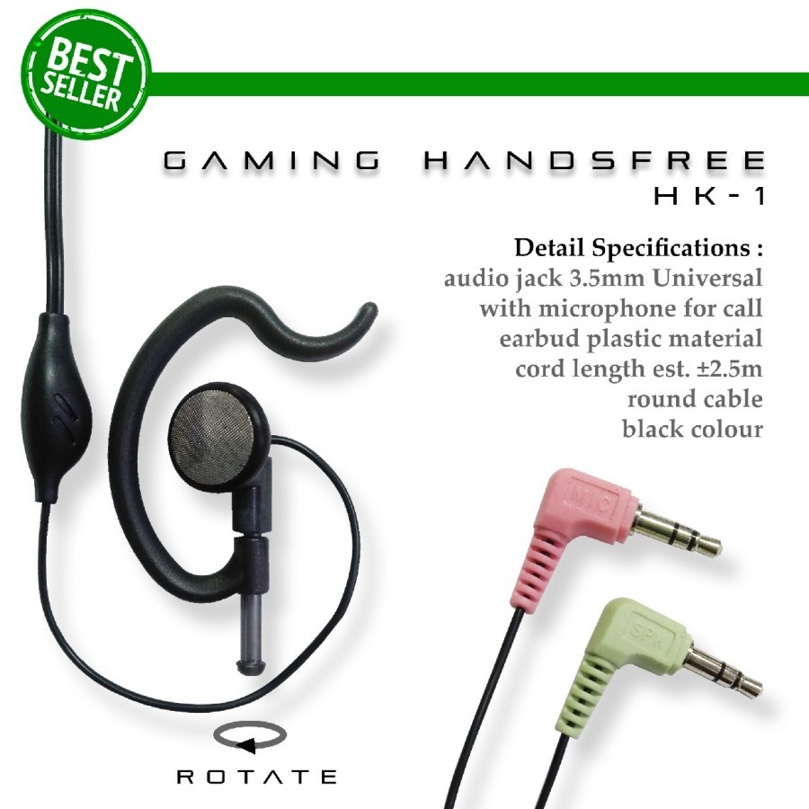 HANDSFREE EARPHONE MIC KOMPUTER PC LAPTOP - HK 01