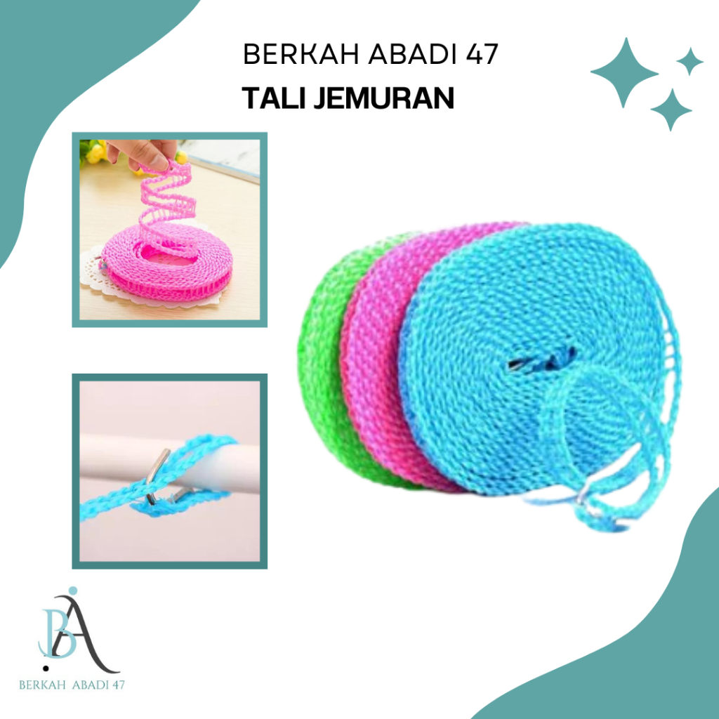 PB Tali Jemuran 5 Meter Super Praktis Tali Jemuran Baju Tali Jemuran Praktis Tali Jemuran Kuat Tali 