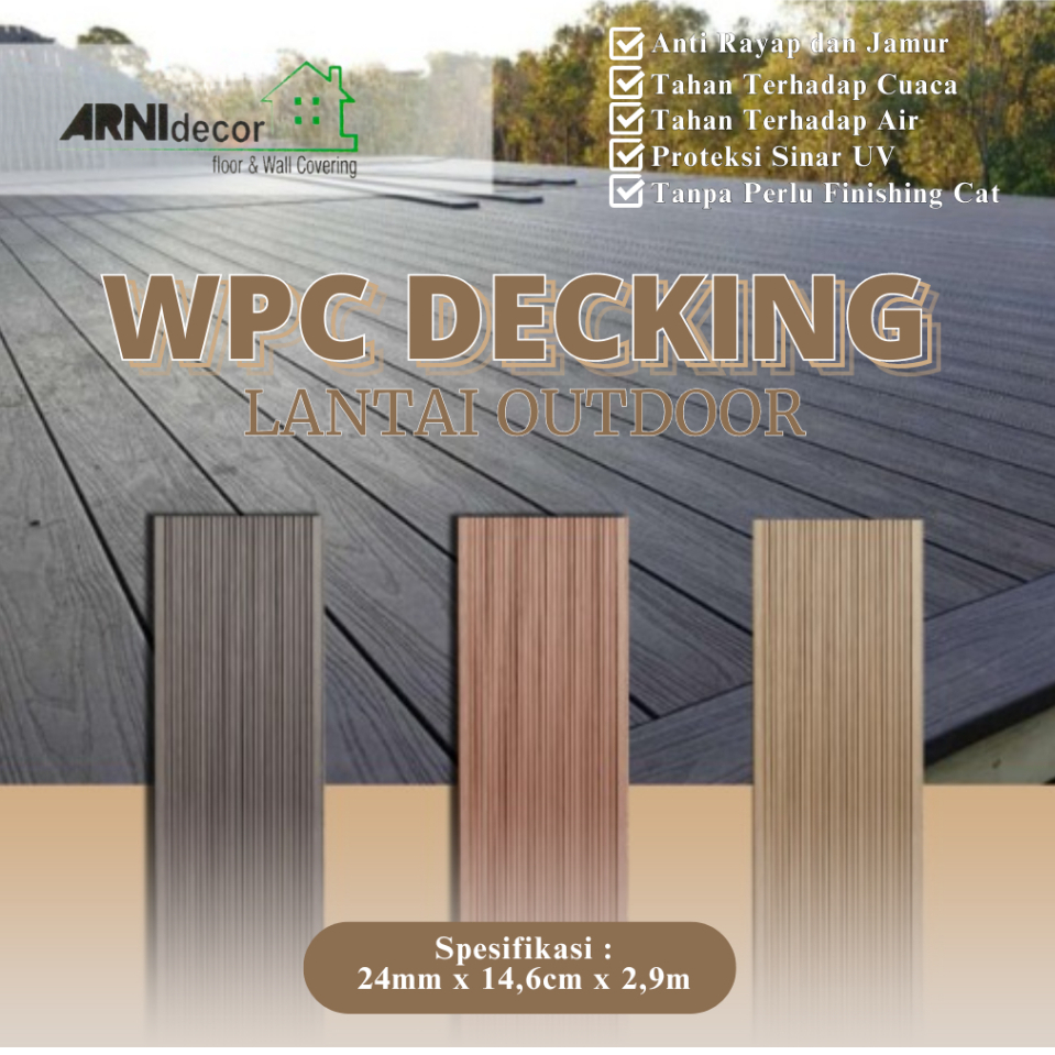 Decking WPC Outdoor / Lantai Kayu Kolam Renang / Taman - Decking QY Serat Kayu