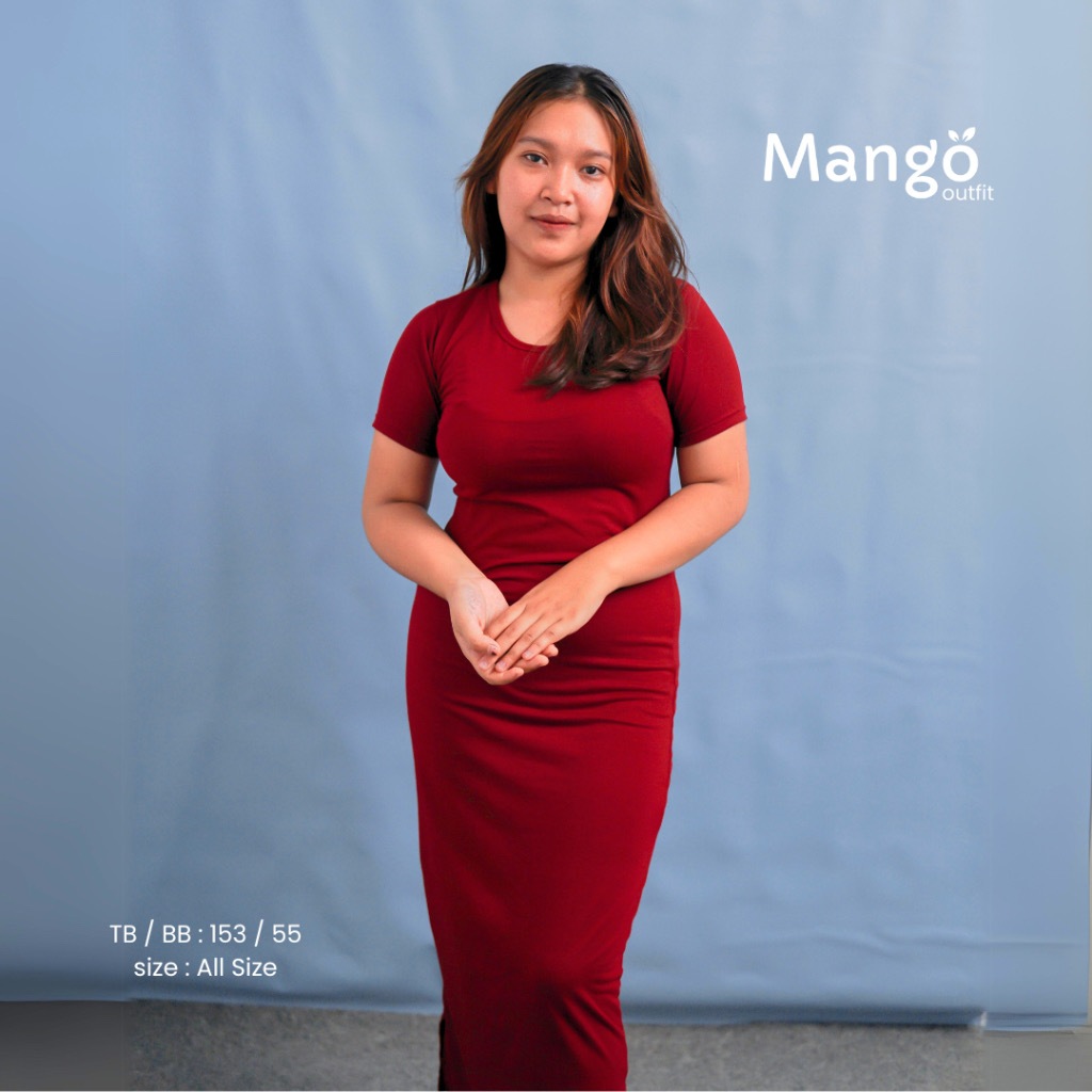 Big Sale Mango - Long Dress Hitam Dress Hitam Polos Dress Wanita Bahan Kaos