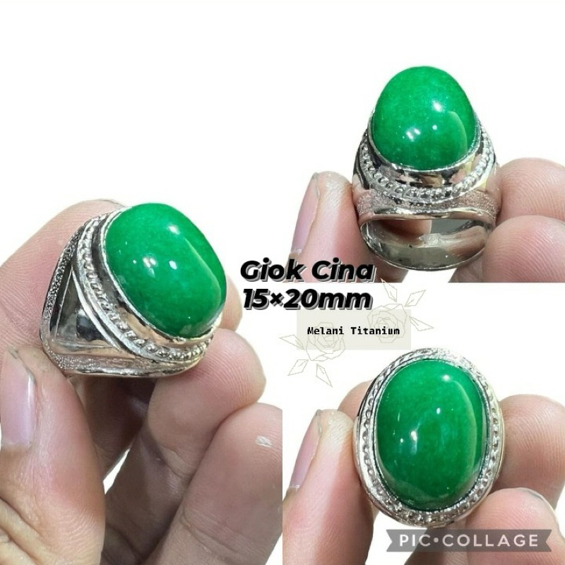 Cincin Batu Giok Cina Ukuran 15x20mm