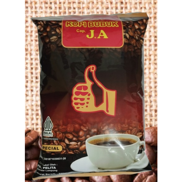 

Kopi Bubuk Robusta Lampung Jempol cap JA (Jempol Anak) Lampung 250 gram