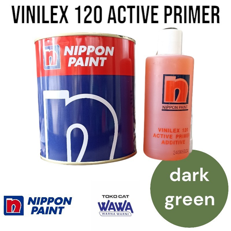 cat dasar Nippon Paint Vinilex 120 active primer etching 1liter warna hijau cat dasar galvanis