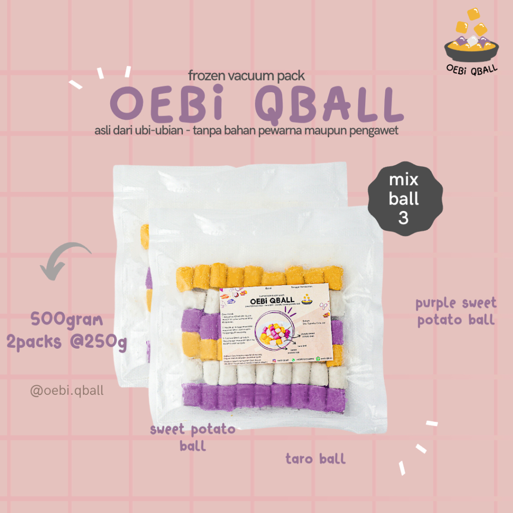 

taroball taiwan 芋圓 frozen mix ungu, orange, putih 500g