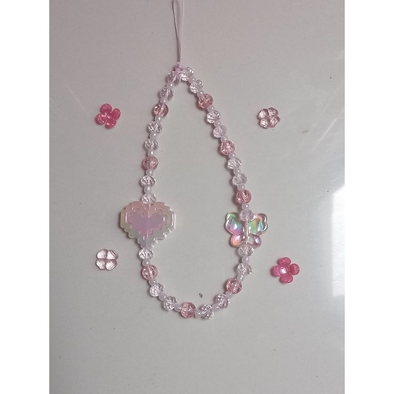 butterfly strap/ korean phone strap/ strap hp pink/ strap hp korean style