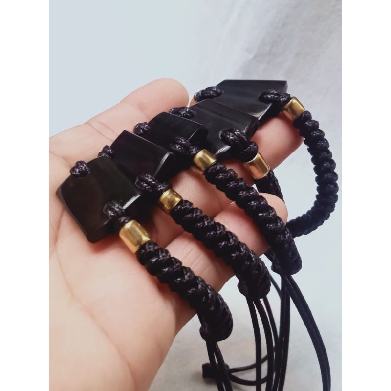 Gelang  Giok Hitam Black Jade Simpul Tali Korea