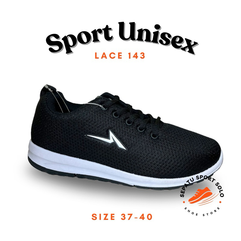 sepatu ando anak sport sekolah wanita pria hitam putih 37 38 39 40