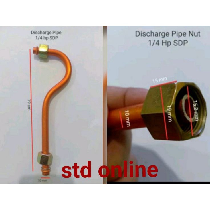 Potongan Selang  Kompresor sdp 14hp dischager pipe kompresor angin 14hp SDP