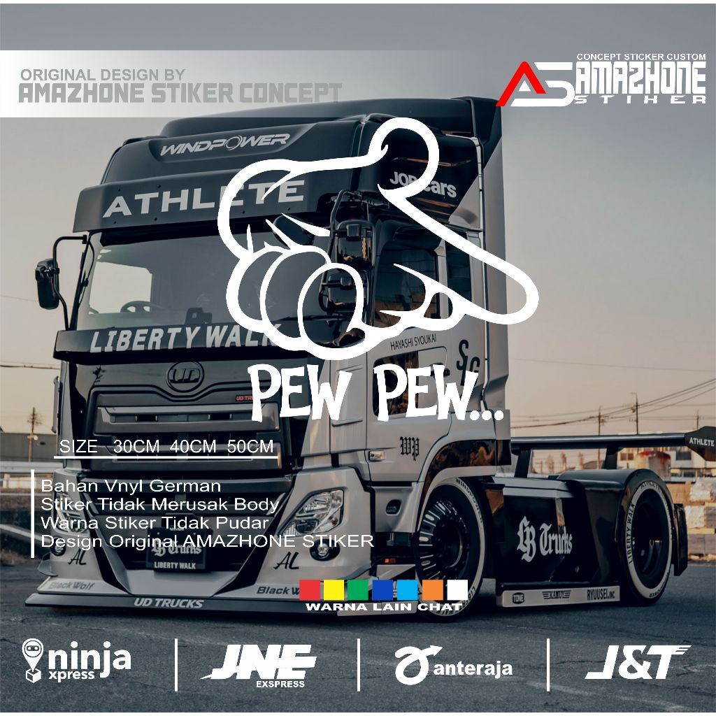 Stiker truk emoji tangan cutting variasi kaca truk pickup mobil emoji tangan