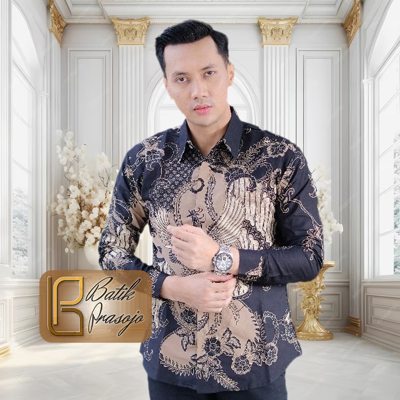 KEMEJA BATIK PRIA LENGAN PANJANG PREMIUM LASKALA BAJU BATIK PRIA BAHAN POLIMIKRO