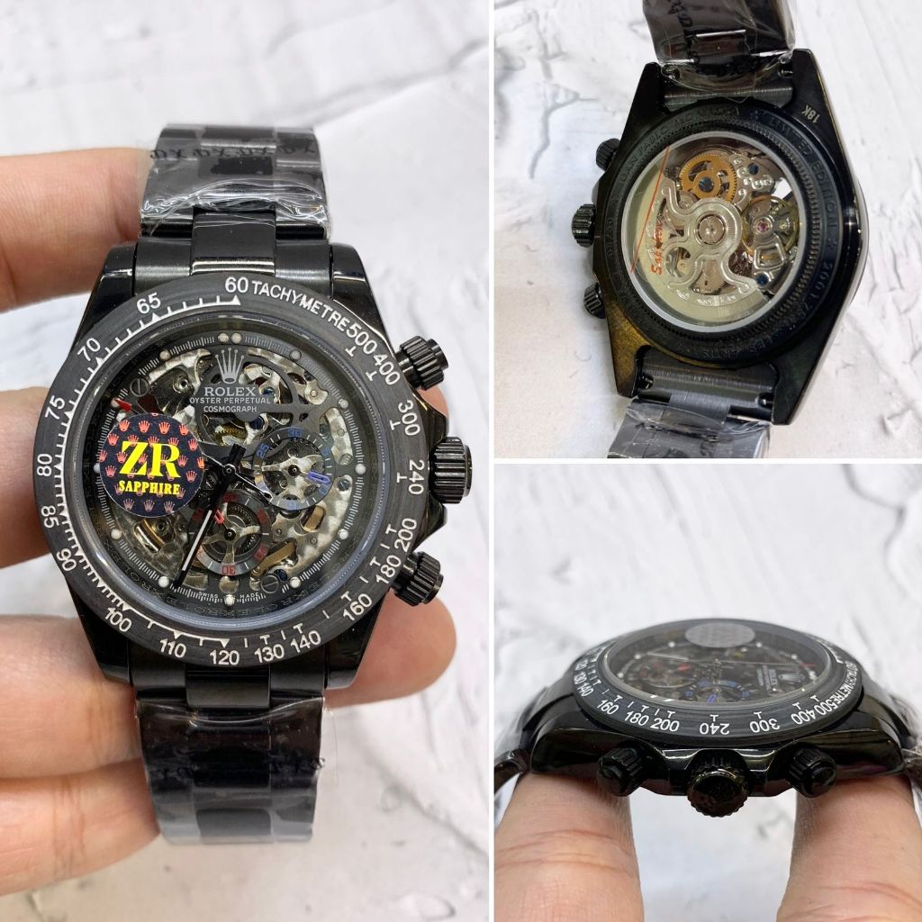 Jam Tangan Rolex Automatic Chronograph Transparan Mesin Otomatis Tanpa Baterai