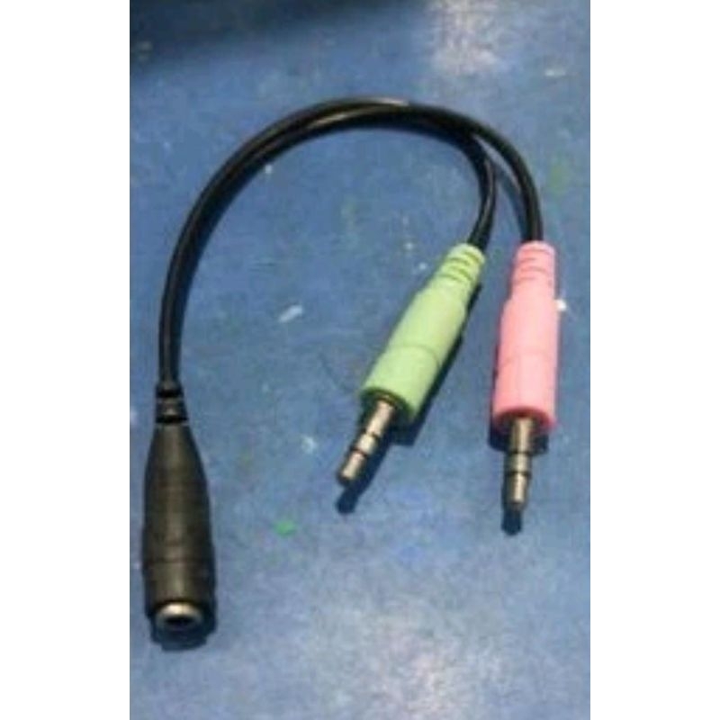 kabel sambungan converter audio 3.5mm female to 3.5 male mic dan speaker