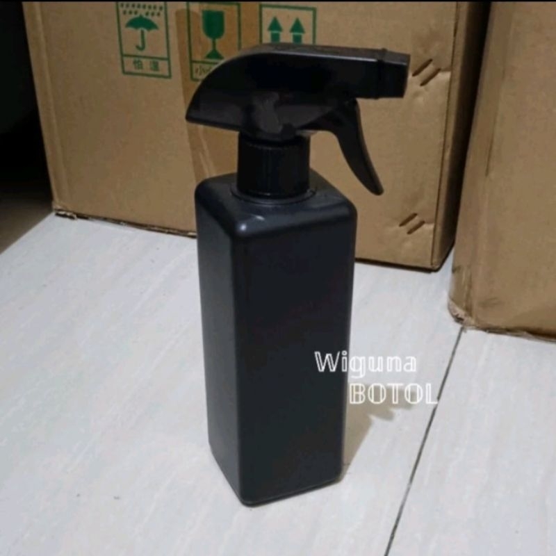 Botol Spray 500ml Hdpe Kotak / Botol Hdpe 500ml Kotak Tutup Spray Trigger Kispray Hitam