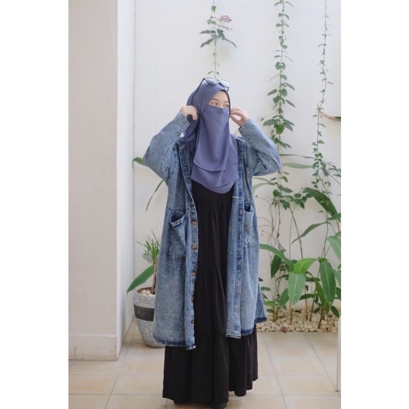 LONG TUNIK SNOW WASH JEANS KEKINIAN 2021//TUNIK PANJANG WANITA//LONG TUNIK JEANS JUMBO//LONG TUNIK J