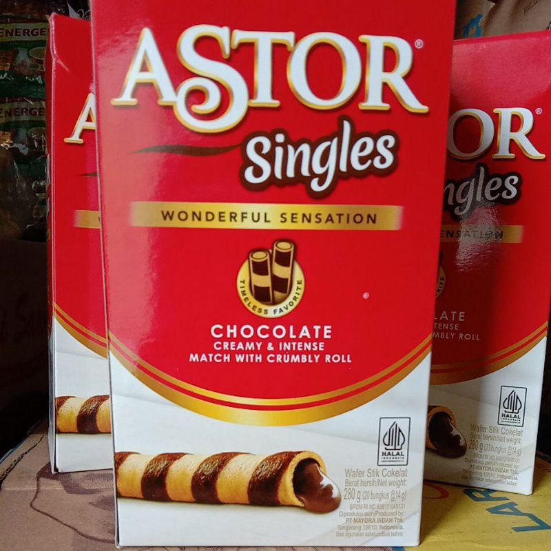 

Astor singles wafer stik cokelat 1 box isi 20 @14g