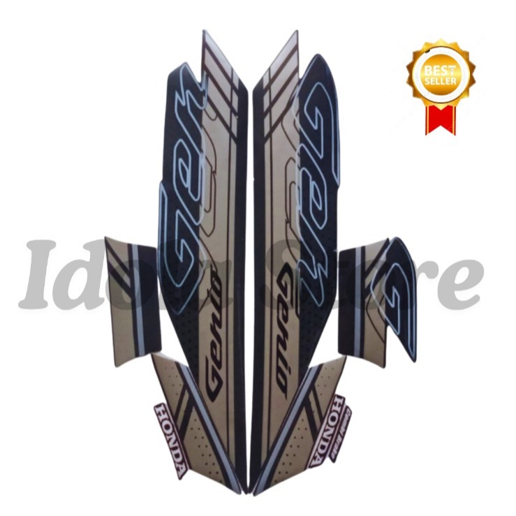 Stiker Sticker Striping Honda Genio 125 2021 Hitam Putih Gold List Body Motor Honda Genio 2021