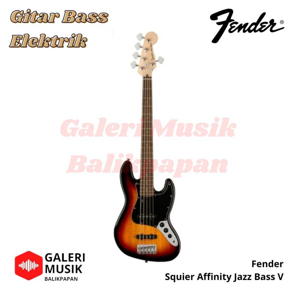Squier Affinity Series Jazz Bass V 5 String Electric Bass with Laurel FB in 3-Color Sunburst
