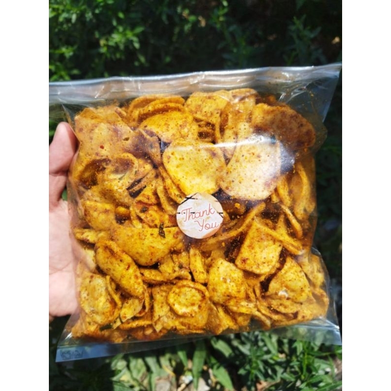 

Basreng bulat extra pedas kriuk daun jeruk isi 500gr