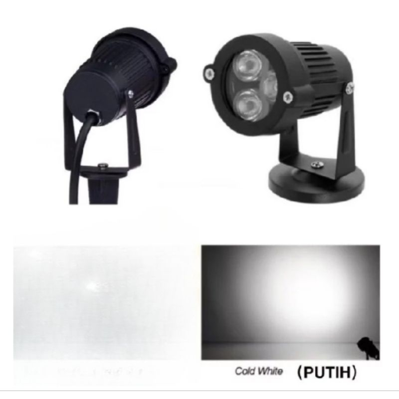 LAMPU LED SOROT TAMAN 3 WATT 6400K WHITE (PUTIH) 9070 - HINOLUX