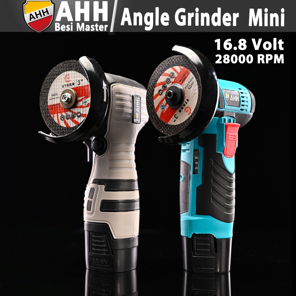 AHH BESI ANGLE GRINDER MINI CORDLESS BATERAI MESIN TANGAN LISTRIK GERGAJI PEMOTONG GERINDA