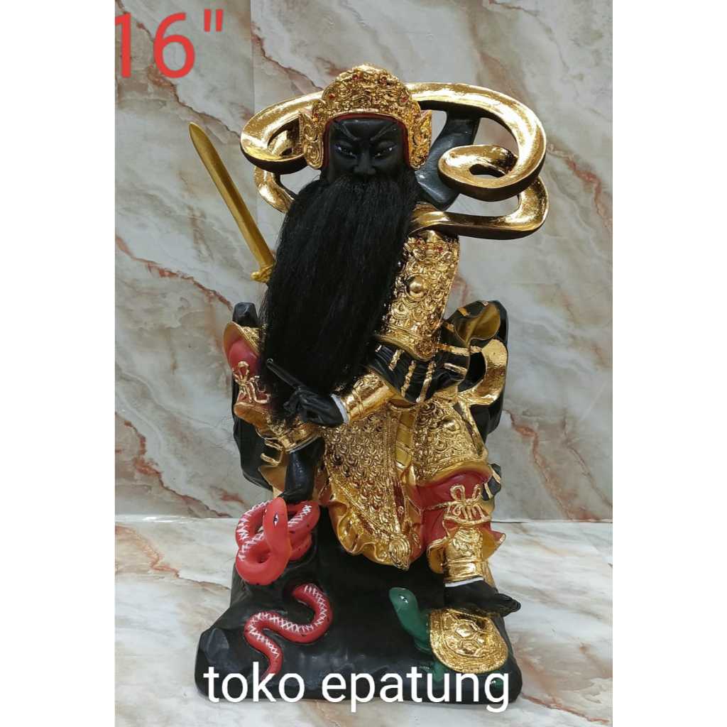 patung dewa hian tian shang ti / siong te kong - fiber - 16 inch - 02