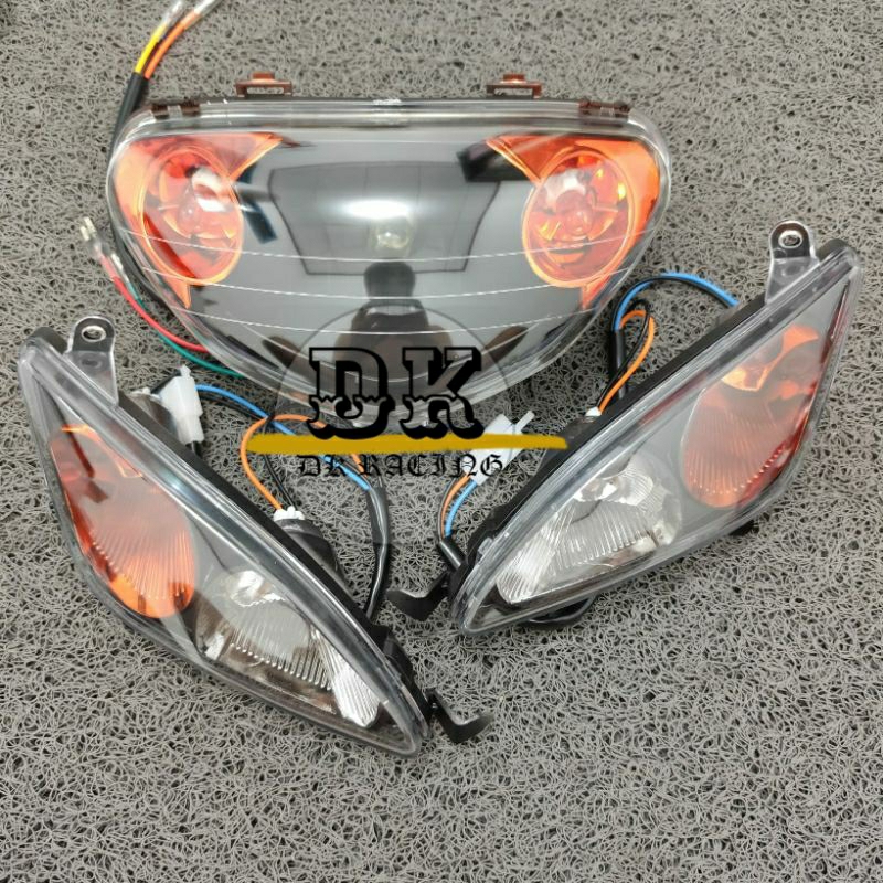 REFLEKTOR LAMPU DEPAN DAN SEIN MIO SPORTY 1 SET KOMPLIT MODEL 2 MATA MODIF THAILAND / TERMURAH LAMPU