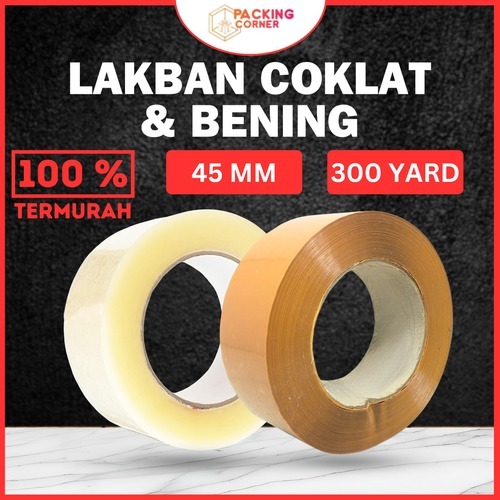 

Lakban Bening Coklat 2 Inch 300 Yard Plakban Bening Coklat 45MM 2” Inci 300Yard