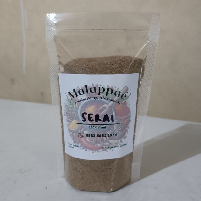 

Malappaé Serai / Sereh Bubuk Rempah Bumbu Dapur 5k Berat 50 gram Bahan 100% Asli Alami Organik Herbs