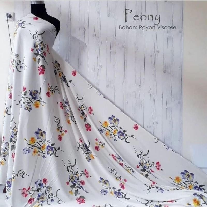 kain katun rayon fujet motif bunga / kain katun motif bunga