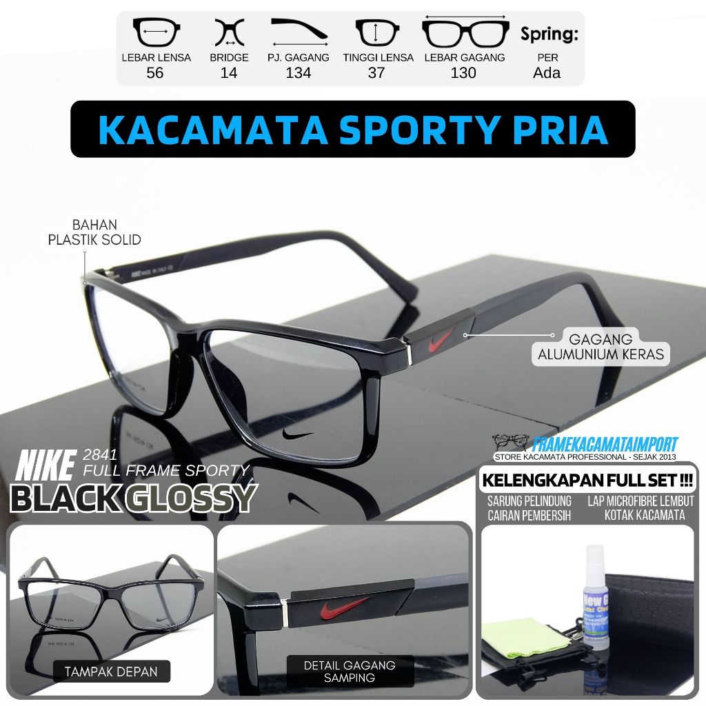Frame Kacamata Sporty Plastik Kacamata Resep Pria Wanita