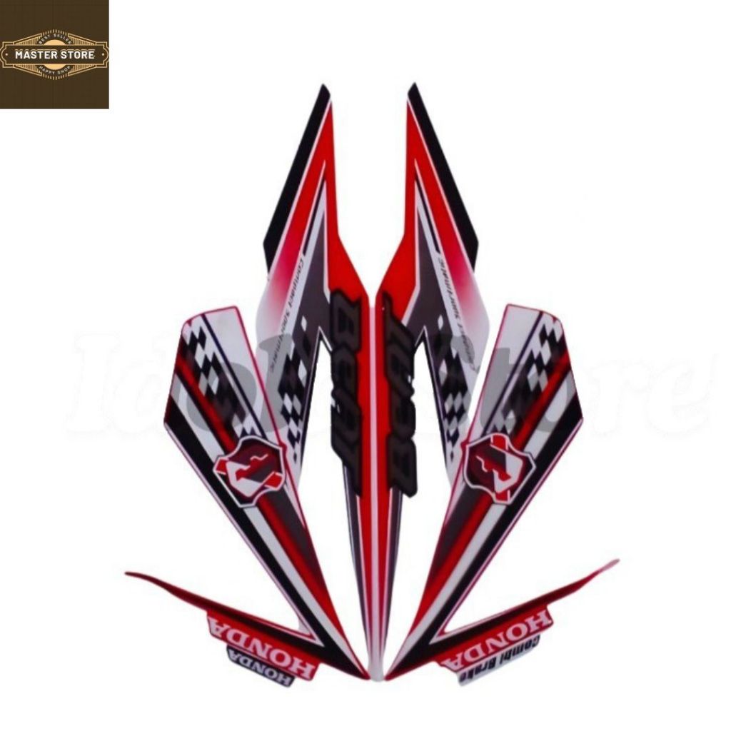 Sticker Striping Motor Honda Beat Fi 2018 Putih Merah list body motor beat Fi 2018