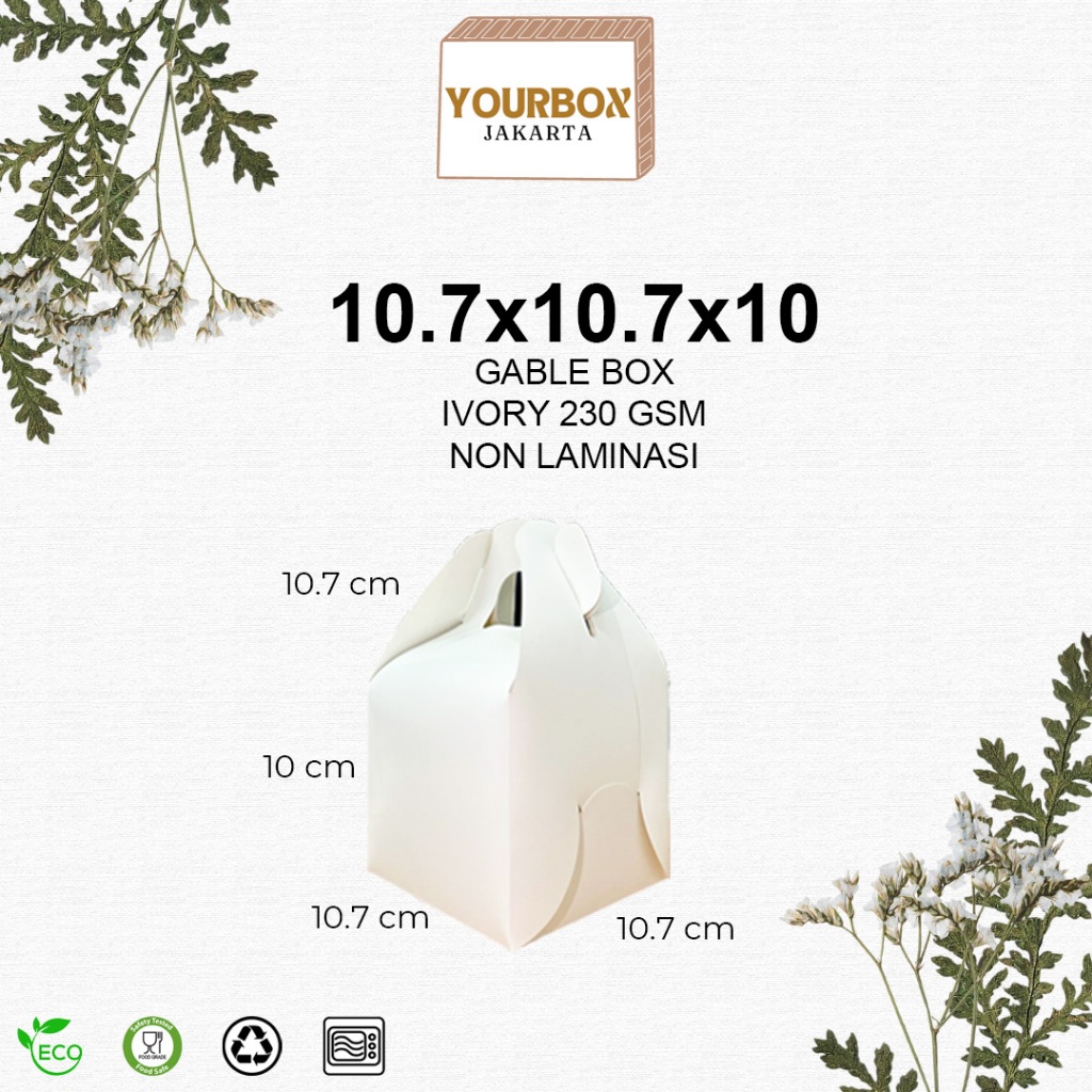 

Gable Box Hampers Souvenir Gift Pack Snack Ivory Putih 10x10x10