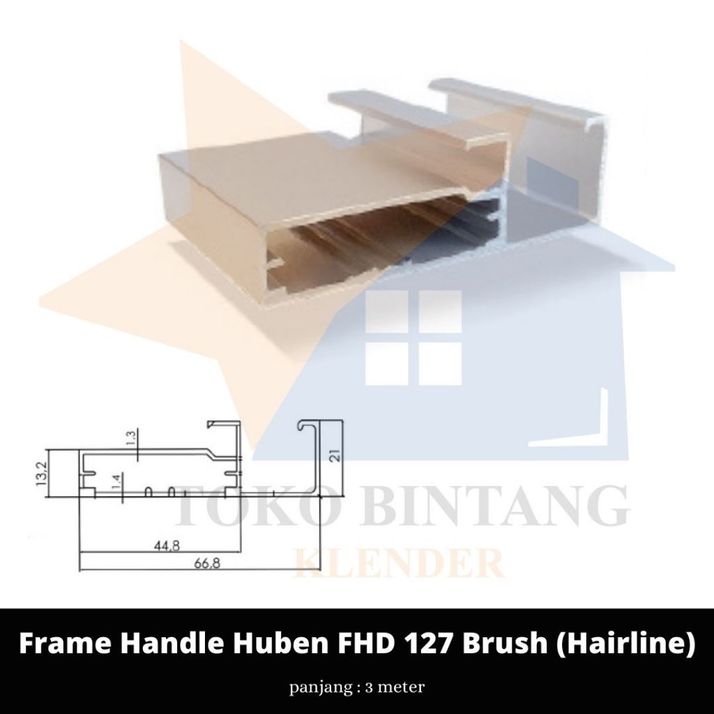 Frame Handle Huben FHD 127 Brush (Hairline)