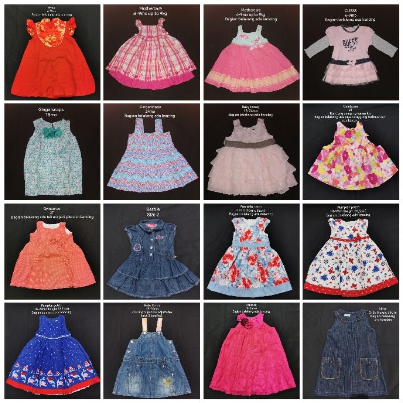 Preloved Dress Bayi Anak Perempuan Branded Mothercare Gymboree Gingersnaps Guess Pumpkin Patch