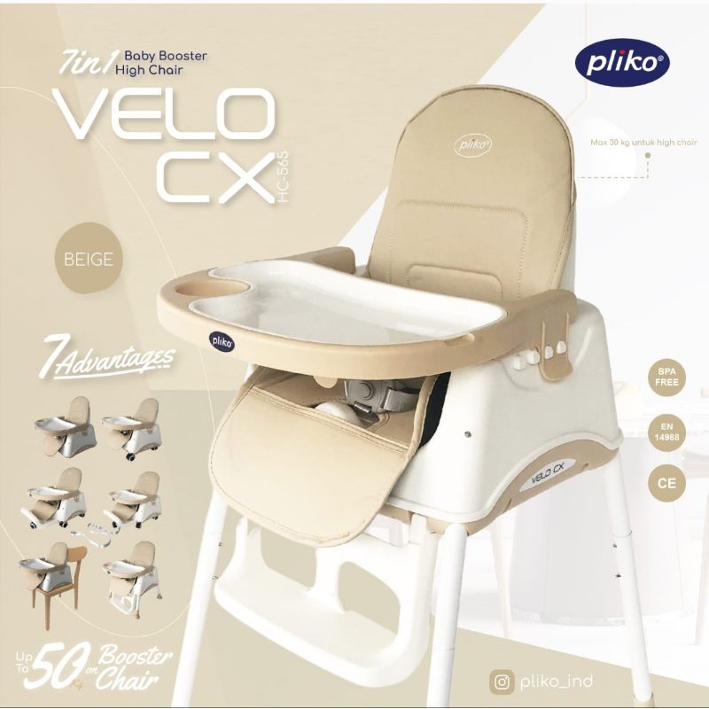 Kursi Makan Bayi Pliko VELO CX HC-565 Baby High Chair Baby Booster Seat Baby Chair Kursi Bayi