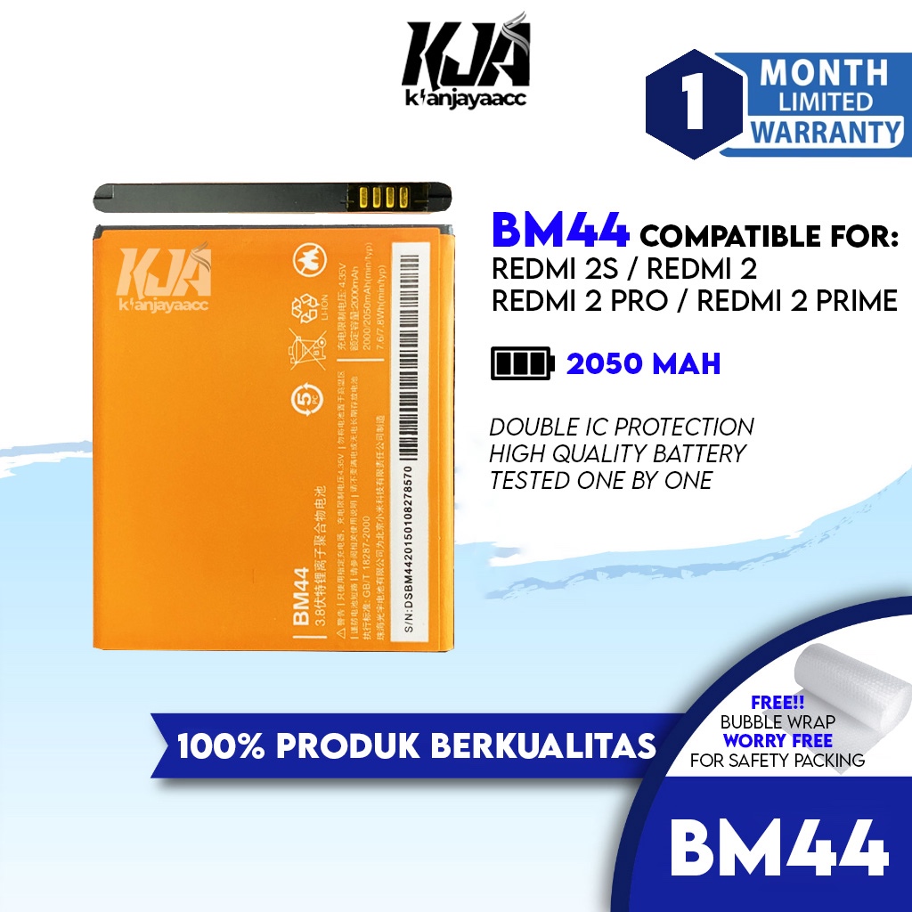 Baterai Redmi 2s / Redmi 2 / Redmi 2 Prime BM44 Original OEM Batrai Batre Battery Hp Ori