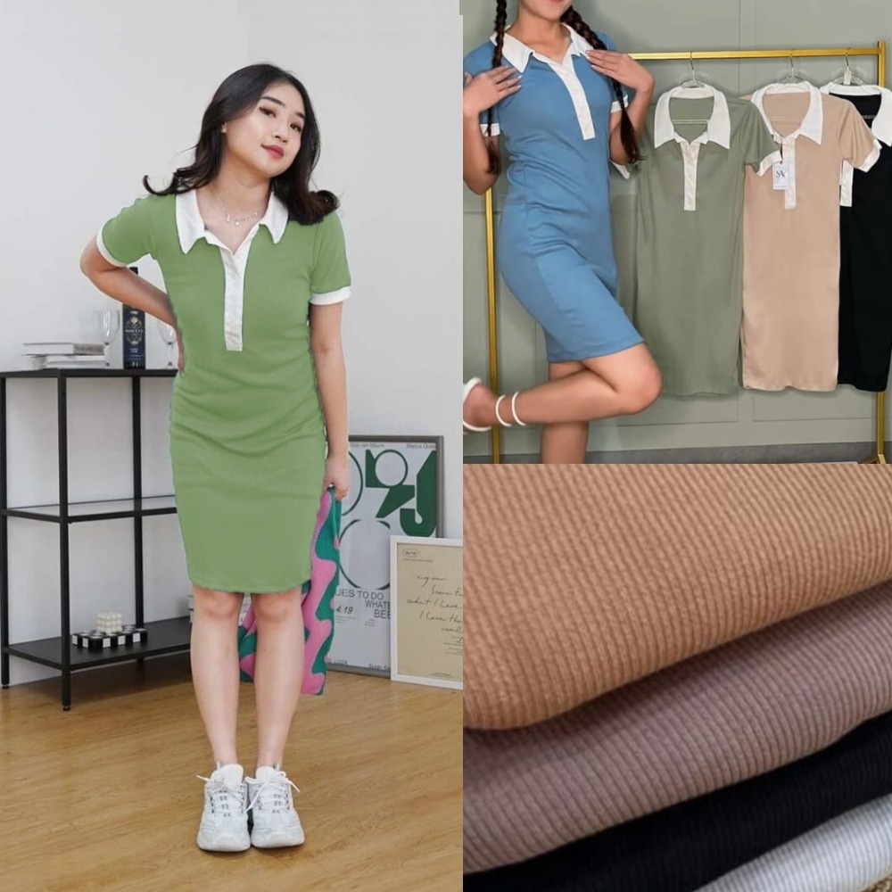 OZAWA Dress Slimfit Bodycon Dress Knite RIB Body Press Kancing Hidup Terbaru