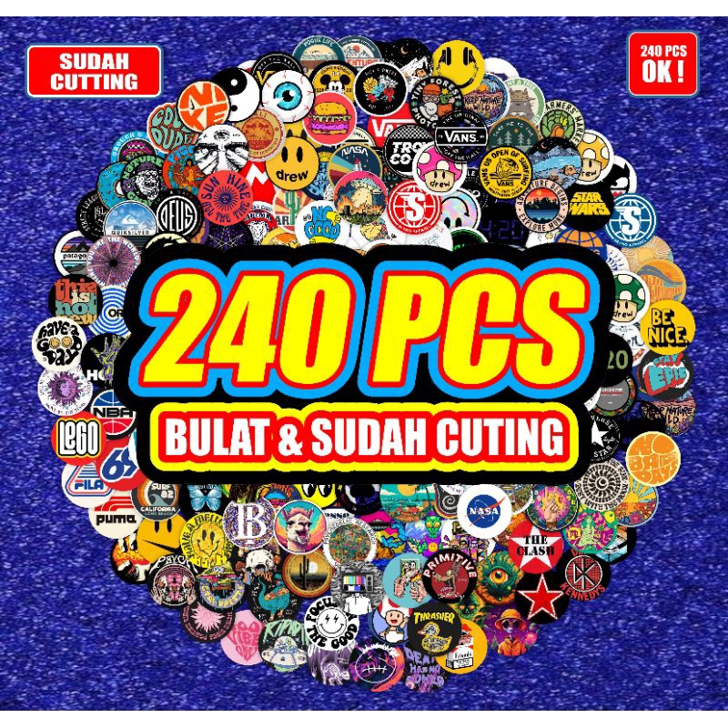 

stiker cutting bulat isi 240pcs stiker brand Graftac