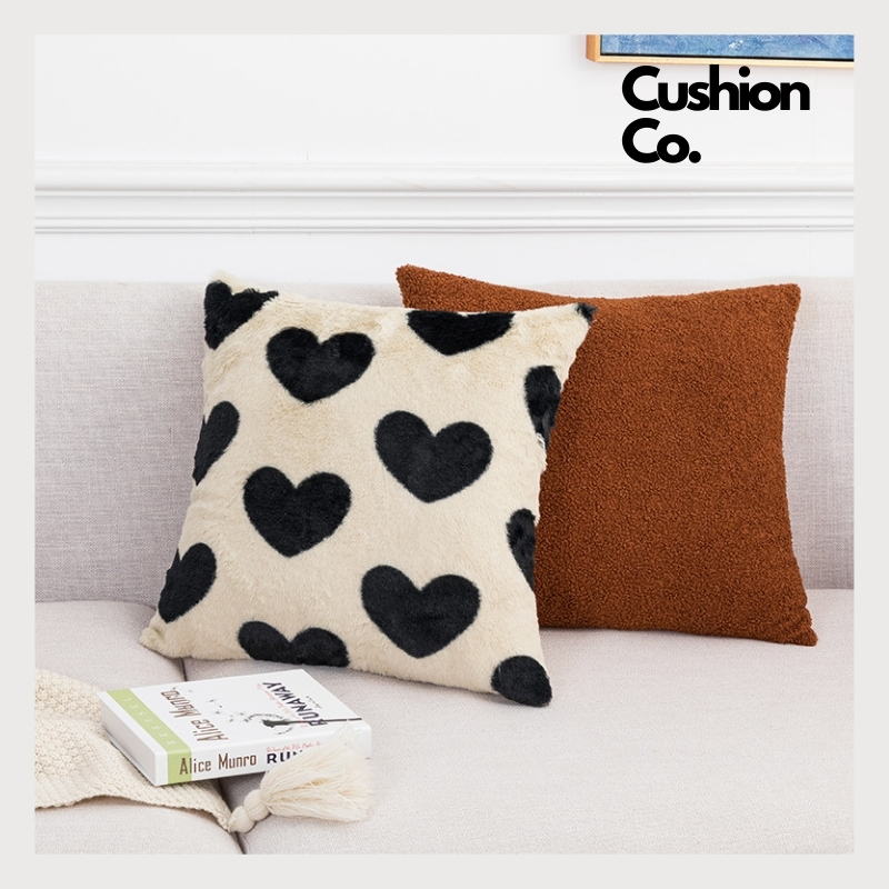 Cushion Co Sarung Bantal Sofa Premium Aesthetic Modern Love Hitam Putih Coklat Polos Sarung Bantal S