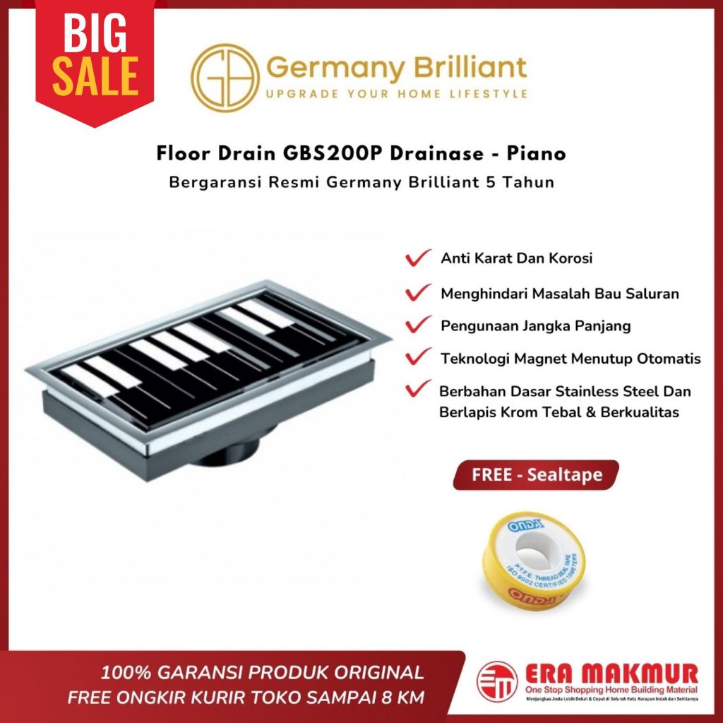 GERMANY BRILLIANT – Floor Drain GBS200P Drainase - Piano - GERMANY BRILIANT