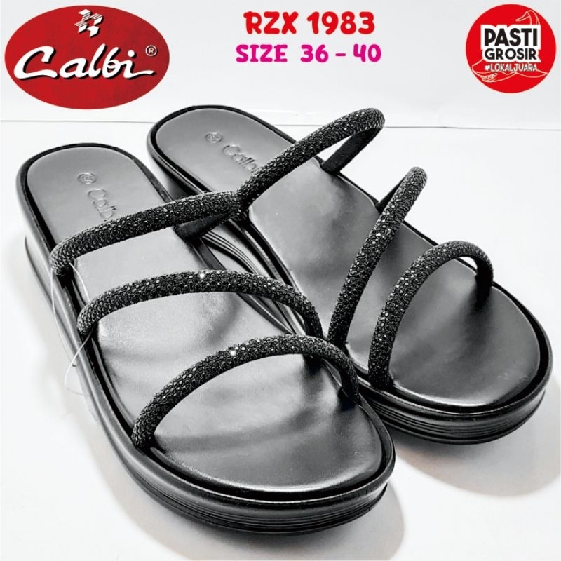 Calbi Sandal Cewek RZX 1983 Ukuran 36-40 Hitam Sandal Calbi Original Sandal Cewek Calbi Sandal Calbi