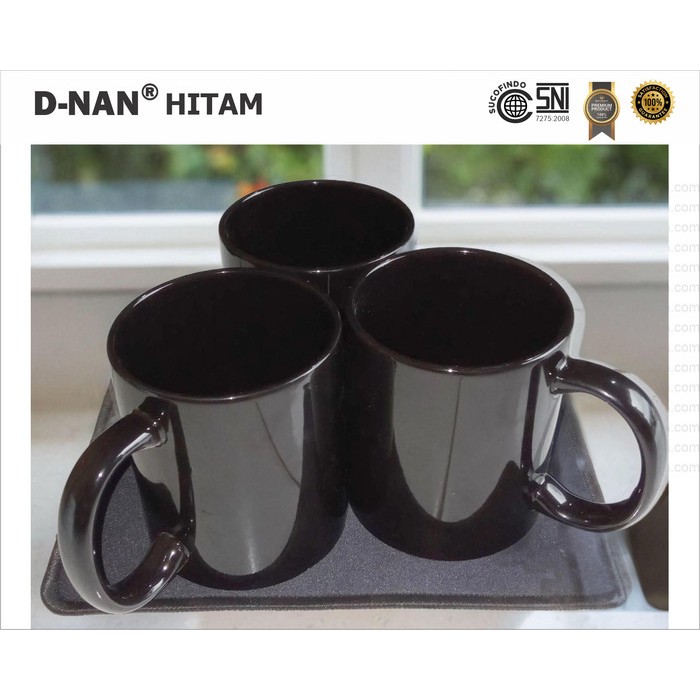 Mug Keramik Hitam Polos TANPA Coating 11 oz, GROSIR min 48 pcs