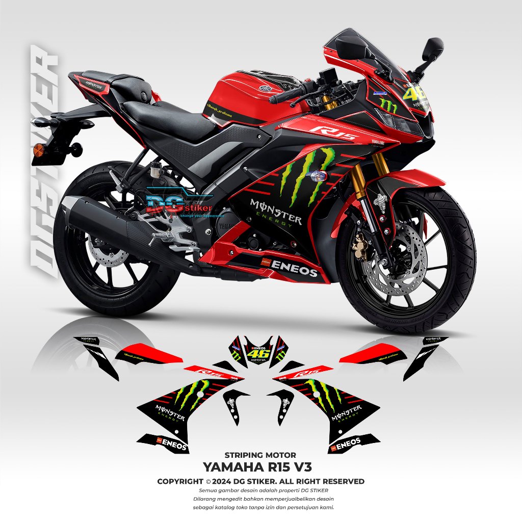 Striping r15 v3, striping r15, stiker r15 v3, decal striping r15 v3, striping r15 v3 terbaru