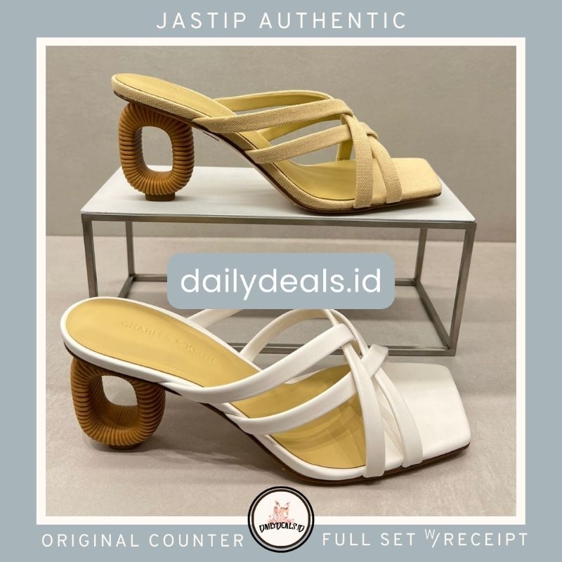 #1-60361515 Linen Sculptural - Jast[p] CK ORIGINAL COUNTER HEEL STRAPPY MULES TALI STRAP HAK BULAT S
