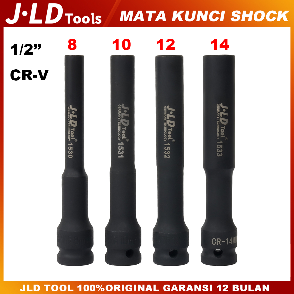 JLD 1/2" Mata Kunci Shock Extra Panjang 130mm Impact Kunci Socket Impact sok Impact wrench Mata