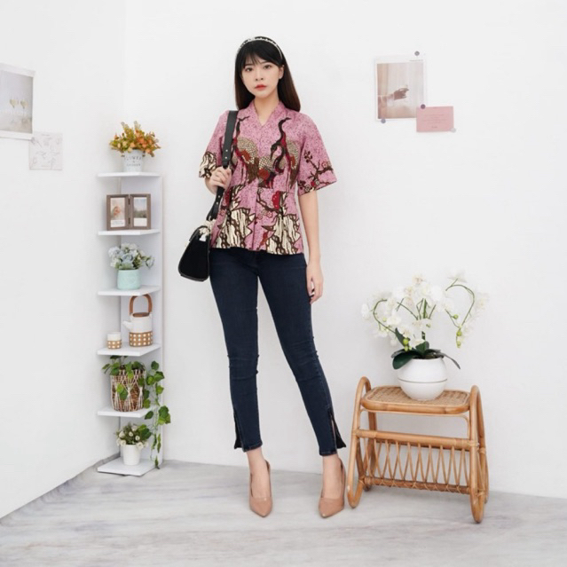 Blus batik t118e dusty pink