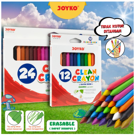 

Krayon Bersih Dapat Dihapus Clean Crayon Erasable JOYKO CLCR