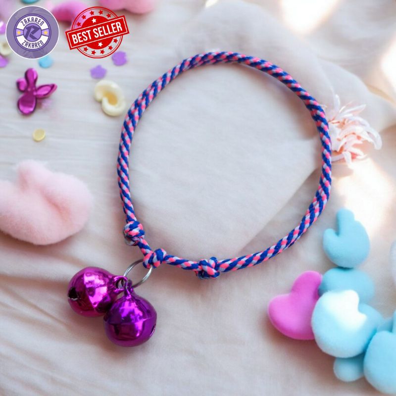 [Promo Murah BELI 1 GRATIS 1] Kalung kucing anti kutu bahan prusik kualitas bagus bell nyaring cocok