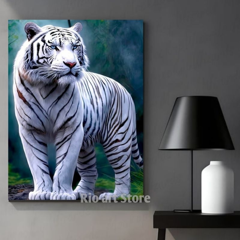 Hiasan dinding poster harimau putih untuk walldecor atau dekorasi dinding